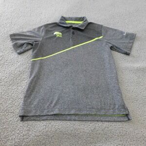 Nike Golf Polo Shirt Boys S Gray Dri-FIT Torrey Pines Lime Green Stripe Logo